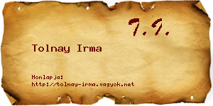 Tolnay Irma névjegykártya